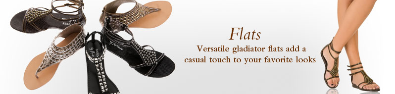 Flats - Versatile gladiator flats add a casual touchto your favorite looks